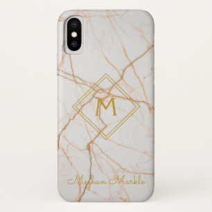 Funda Para iPhone X Añadir nombre Mármol blanco simple personalizado m