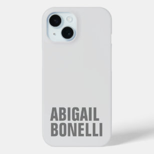 Funda Para iPhone 15 Añadir nombre minimalista negrita moda gris modern