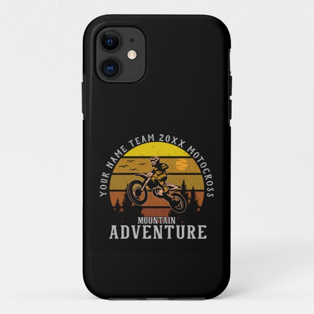 Funda De Case-Mate Para iPhone Añadir nombre Team Year Motocross Mountain Adventu (Reverso)