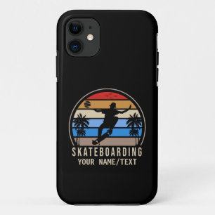 Funda Para iPhone 11 Añadir nombre texto Skateboarding Retro Vintage Su