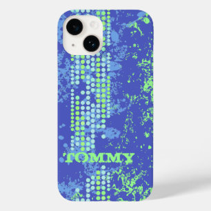 Funda Para iPhone 14 De Case-Mate Añadir su nombre estilo de surf verde azul