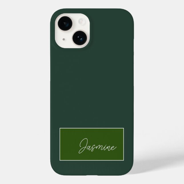Funda De Case-Mate Para iPhone Añadir su nombre verde Minimalista moderno (Reverso )