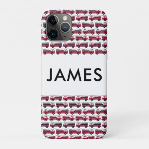 Funda Para iPhone 11 Pro Añadir tu nombre camión de bomberos rojos personal
