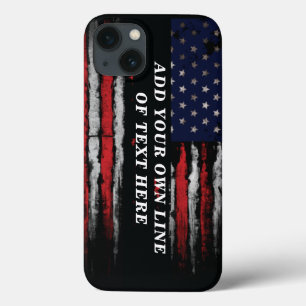 Funda Para iPhone 13 Añadir tu propio texto a la bandera norteamericana