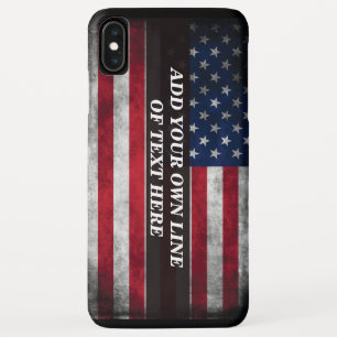 Funda Para iPhone XS Max Añadir tu texto a la bandera estadounidense