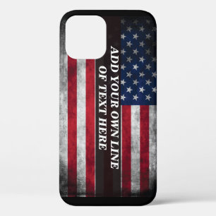 Funda Para iPhone 12 Pro Añadir tu texto a la bandera estadounidense