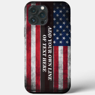 Funda Para iPhone 13 Pro Max Añadir tu texto a la bandera estadounidense