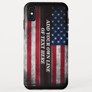Funda Para iPhone XS Max Añadir tu texto a la bandera estadounidense