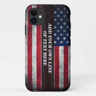 Funda Para iPhone 11 Añadir tu texto a la bandera estadounidense