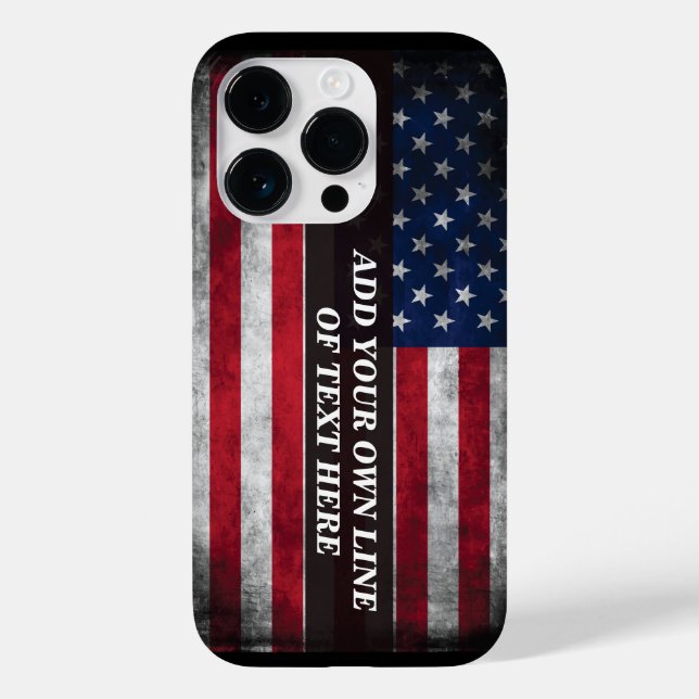 Funda De Case-Mate Para iPhone Añadir tu texto a la bandera estadounidense (Reverso )