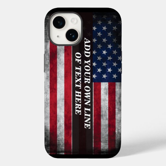 Funda De Case-Mate Para iPhone Añadir tu texto a la bandera estadounidense (Reverso )