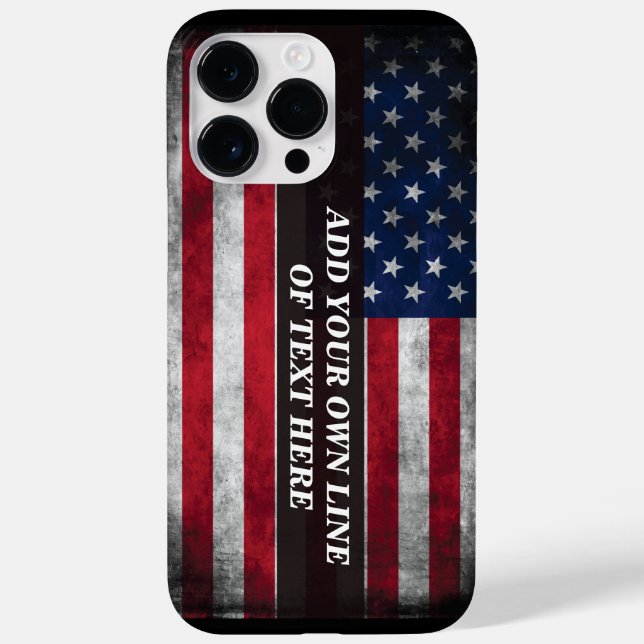 Funda De Case-Mate Para iPhone Añadir tu texto a la bandera estadounidense (Reverso)