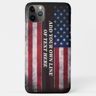 Funda Para iPhone 11 Pro Max Añadir tu texto a la bandera estadounidense