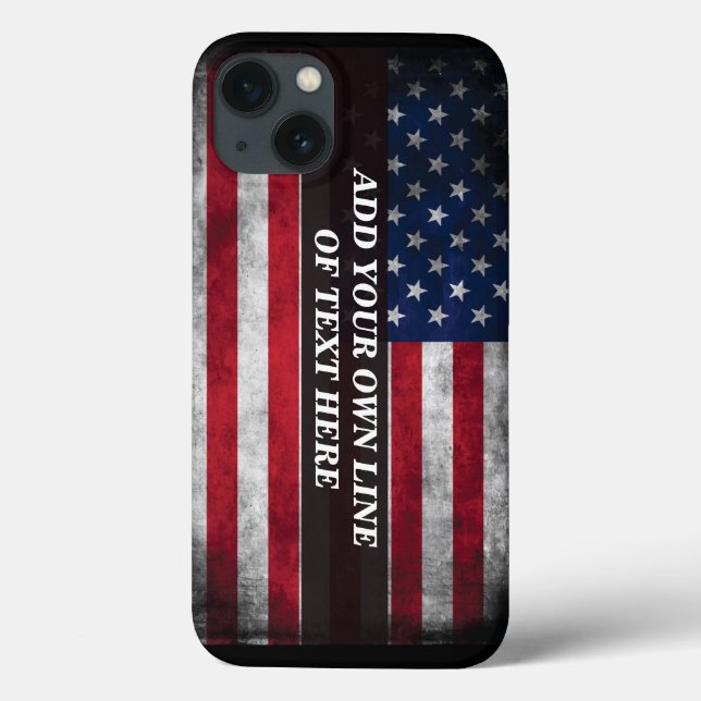 Funda De Case-Mate Para iPhone Añadir tu texto a la bandera estadounidense (Reverso)