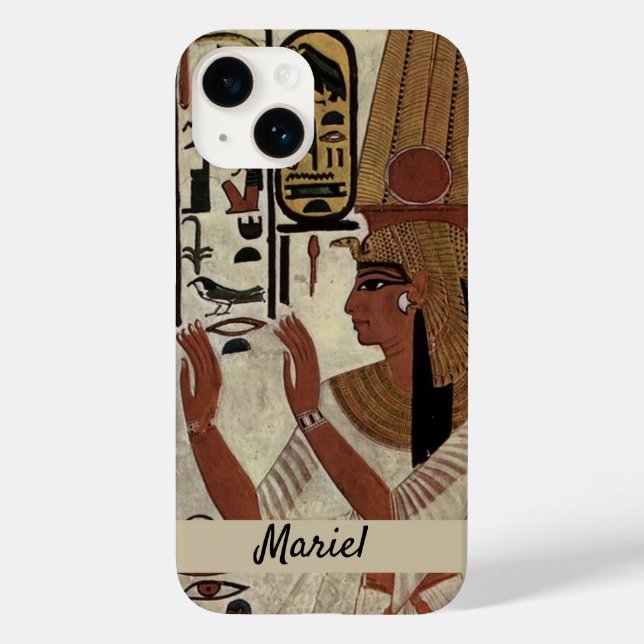 Funda De Case-Mate Para iPhone Ancient Egypt Queen in Black and Beige (Reverso )