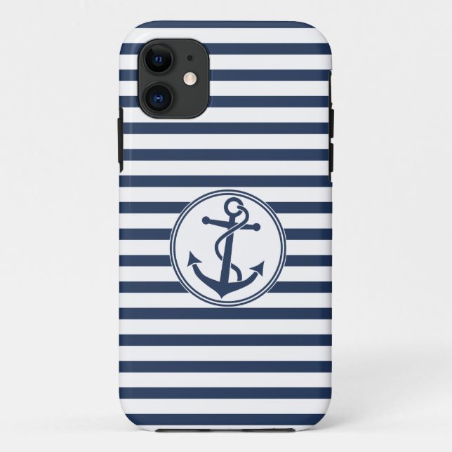 Funda De Case-Mate Para iPhone Ancla con las rayas (Reverso)