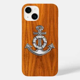 Funda Para iPhone 14 De Case-Mate Ancla de acero de salvavidas en el Veneer de teca