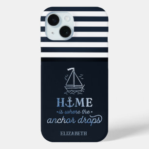 Funda Para iPhone 15 Ancla de barco náutico azul marino