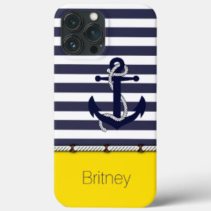 Funda Para iPhone 13 Pro Max Ancla De Barco personalizado Cute Patrón De Rayas 