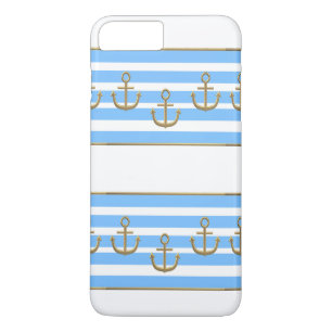 Funda Para iPhone 8 Plus/7 Plus ancla dorada fondo blanco azul
