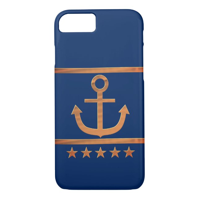 Funda De Case-Mate Para iPhone ancla dorada sobre fondo azul marino (Reverso)