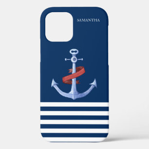 Funda Para iPhone 12 Ancla espiritual náutica, azul marino