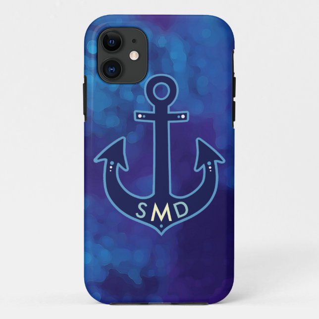 Funda De Case-Mate Para iPhone anclaje azul marino personalizado (Reverso)