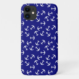 Funda Para iPhone 11 Anclaje blanco fondo azul Capitán Océano marino