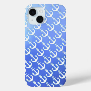 Funda Para iPhone 15 Anclajes blancos sobre azul suave