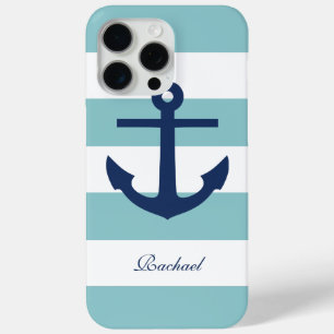 Funda Para iPhone 15 Pro Max Anclas Blancas y Azules en Alto