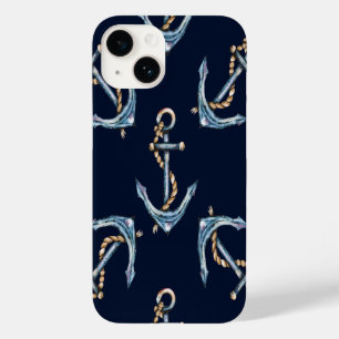 Funda Para iPhone 14 De Case-Mate Anclas de Acuarela Azul Marino