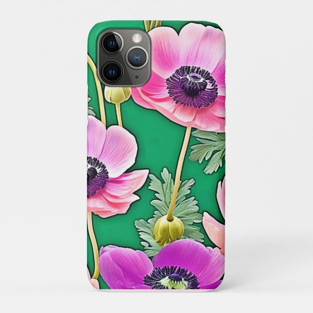 Funda De Case-Mate Para iPhone Anémones morados rosados (Reverso)