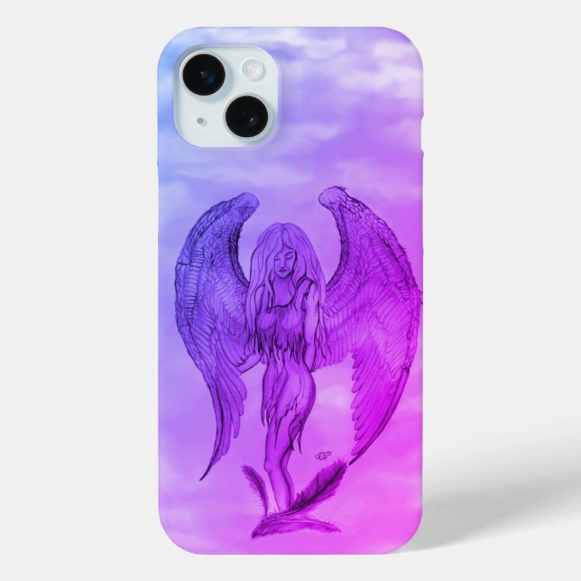 Funda De Case-Mate Para iPhone Ángel al estilo tatuaje (Reverso )
