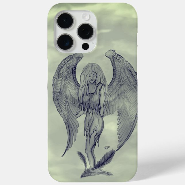 Funda De Case-Mate Para iPhone Ángel al estilo tatuaje (Reverso )