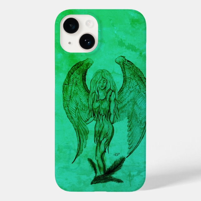 Funda De Case-Mate Para iPhone Ángel al estilo tatuaje (Reverso )