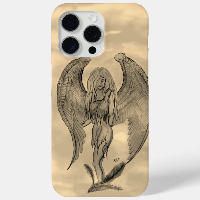 Funda De Case-Mate Para iPhone Ángel al estilo tatuaje (Reverso )