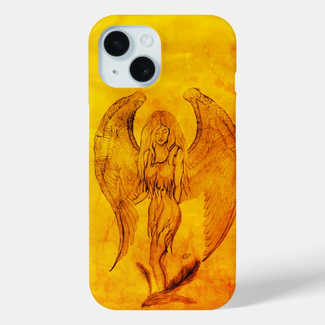 Funda De Case-Mate Para iPhone Ángel al estilo tatuaje (Reverso )