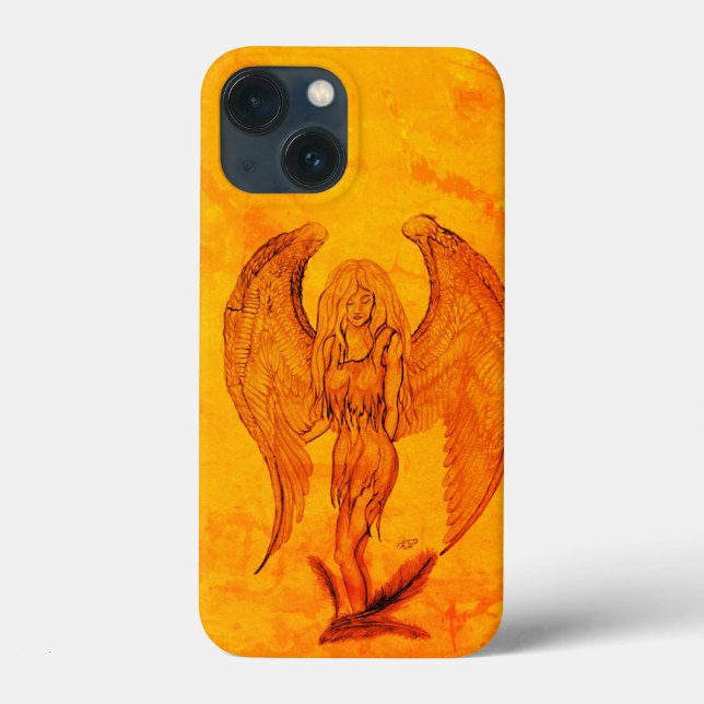 Funda De Case-Mate Para iPhone Ángel al estilo tatuaje (Reverso )
