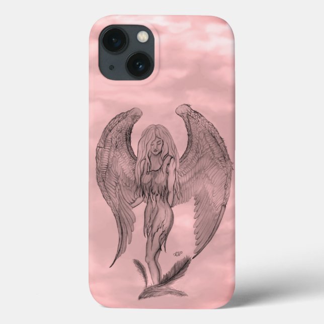 Funda De Case-Mate Para iPhone Ángel al estilo tatuaje (Reverso)