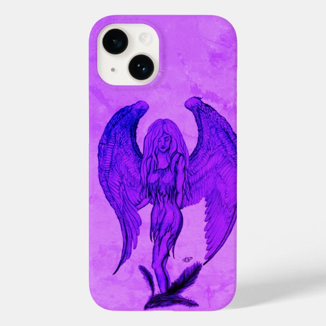 Funda De Case-Mate Para iPhone Ángel al estilo tatuaje (Reverso )