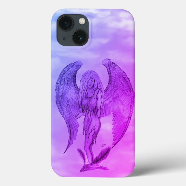 Funda De Case-Mate Para iPhone Ángel al estilo tatuaje (Reverso)