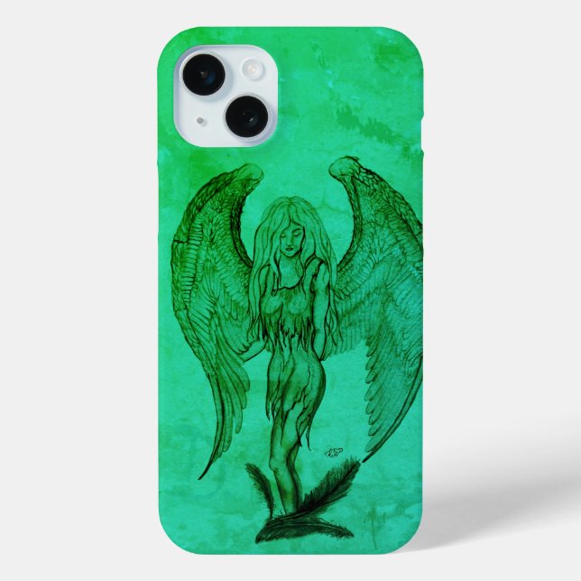 Funda De Case-Mate Para iPhone Ángel al estilo tatuaje (Reverso )
