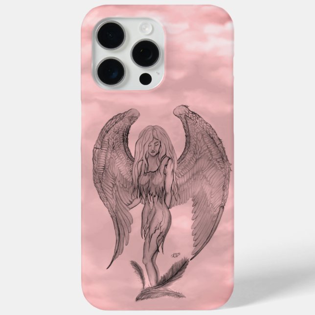 Funda De Case-Mate Para iPhone Ángel al estilo tatuaje (Reverso )