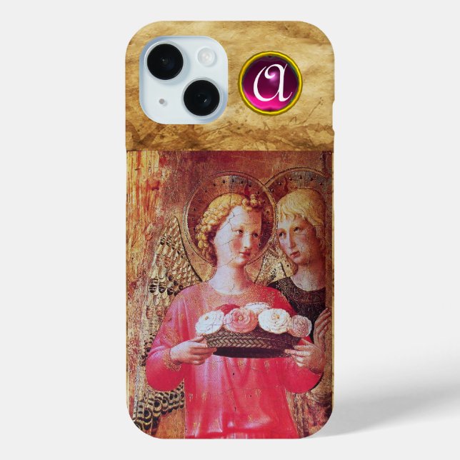 FUNDA DE Case-Mate PARA iPhone ANGEL CON ROSAS MONOGRAM (Reverso )