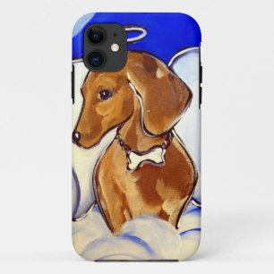 Funda Para iPhone 11 Ángel Dachshund Rojo