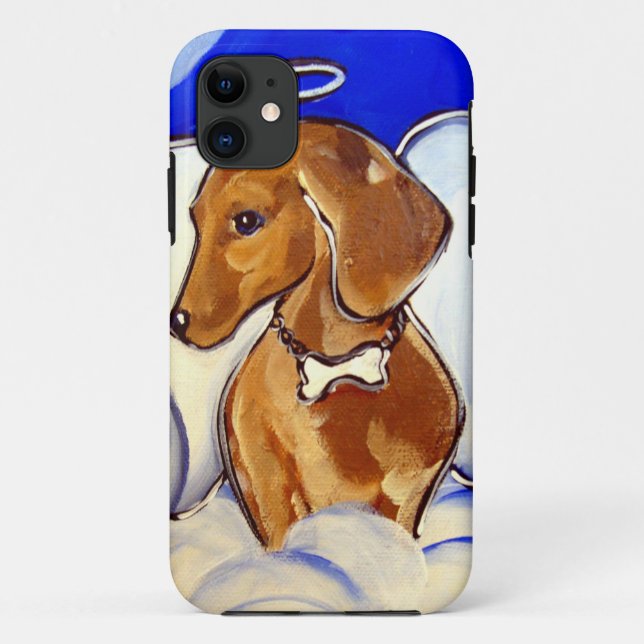 Funda De Case-Mate Para iPhone Ángel Dachshund Rojo (Reverso)