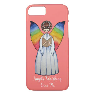 Funda Para iPhone 8/7 Ángel de color de agua con alas arco iris leyendo