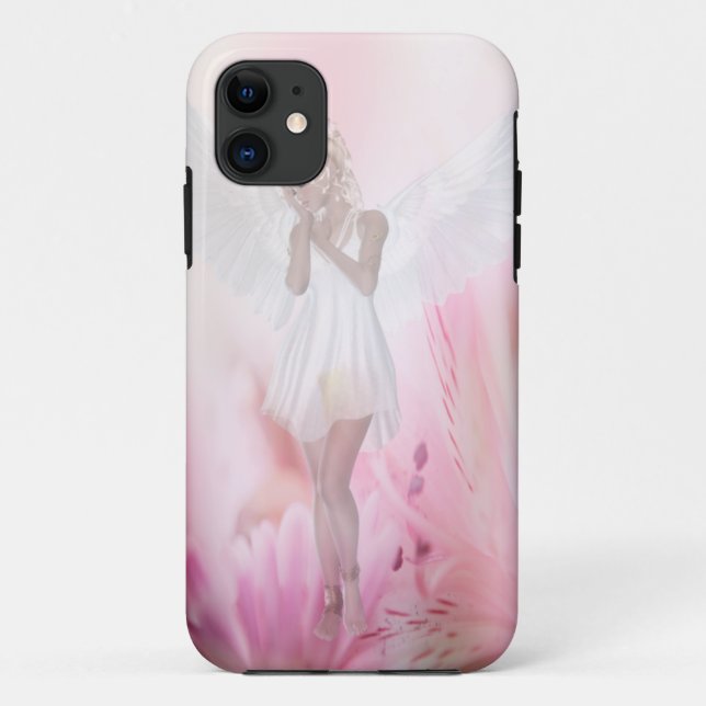 Funda De Case-Mate Para iPhone Ángel de la flor rosa (Reverso)