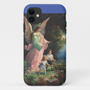 Funda Para iPhone 11 Ángel de la guarda protegiendo a niños cerca de un