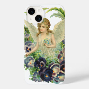 Funda Para iPhone 14 De Case-Mate Ángel de Pascua victoriano con flores de púrpura